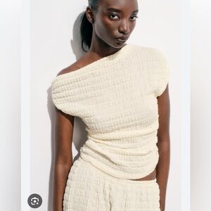 Zara 2 Piece- Asymmetric Top & Textured Pants